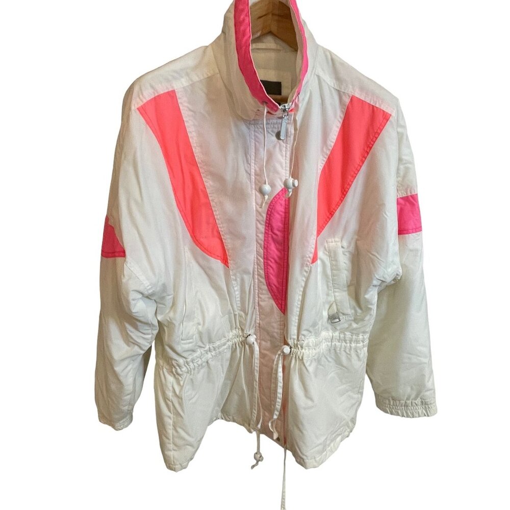 Vintage Inside Edge Womens Colorblock Windbreaker Jacket L White & Pink